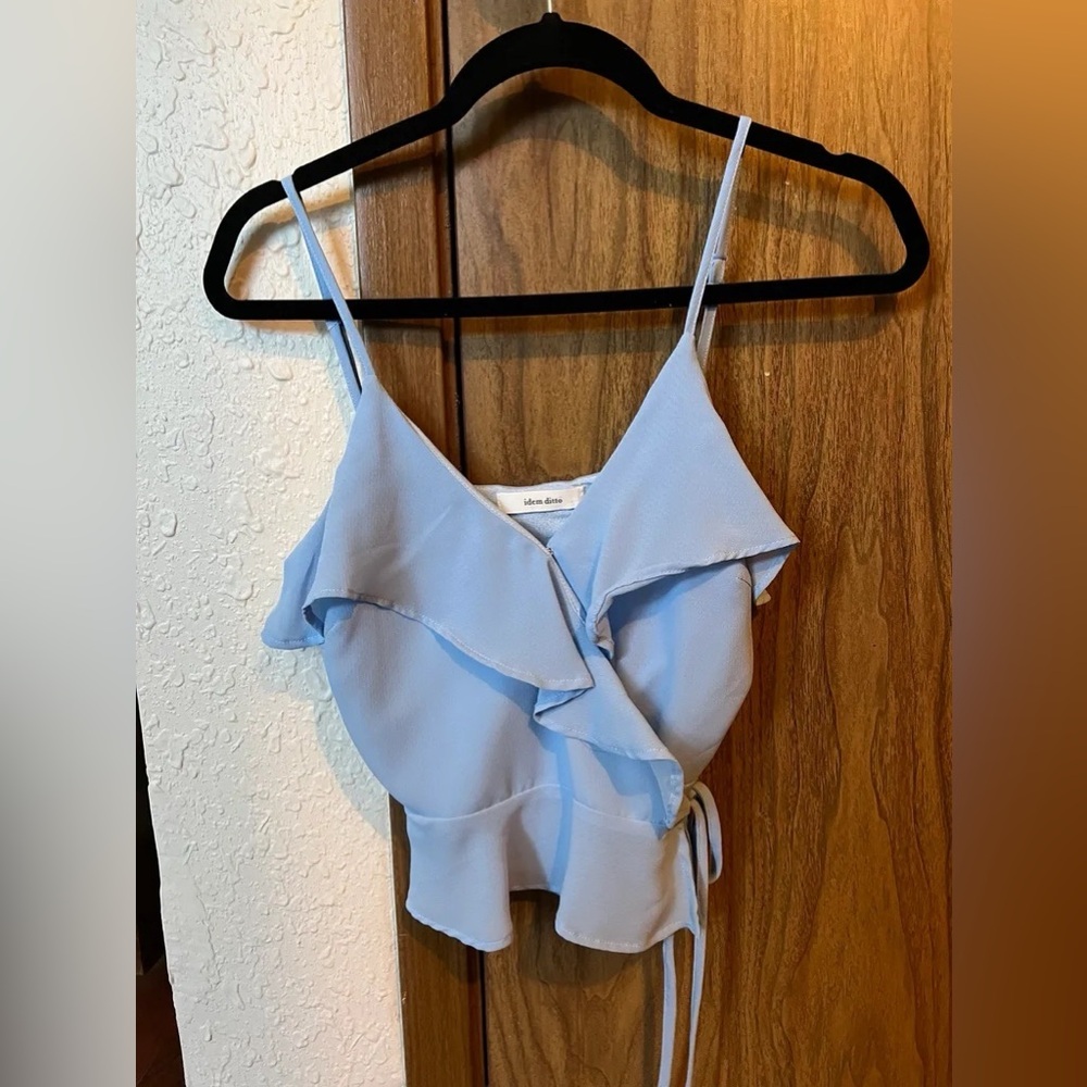 blue boutique wrap top